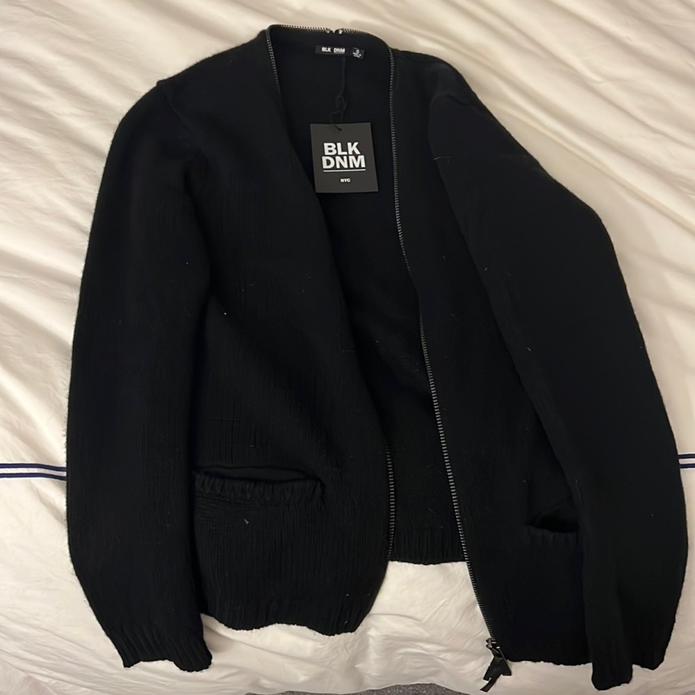 Black mens cardigan with zipper